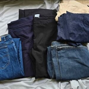 8 Assorted Pants Collection - Blue, Black, Tan